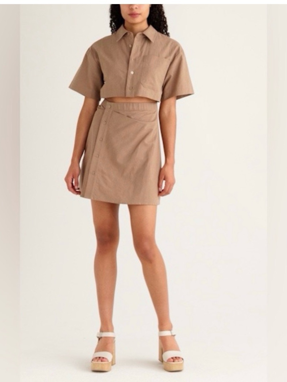 Moon River Khaki Cutout Dress Size L EUC